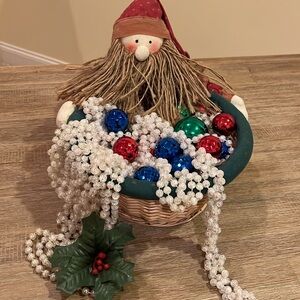 Santa Basket with Ornaments & Pearls